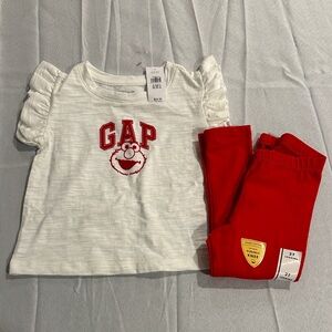 NWT Baby Gap 2T girls Elmo shirt with leggings bundle